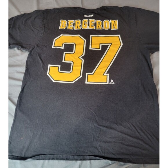 NHL Boston Bruin Patrice Bergeron #37 Black T shirt Reebook XL - Picture 6 of 7